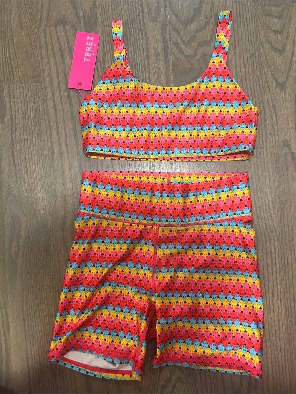 Terez Multi-Color Crochet-Print Active Set